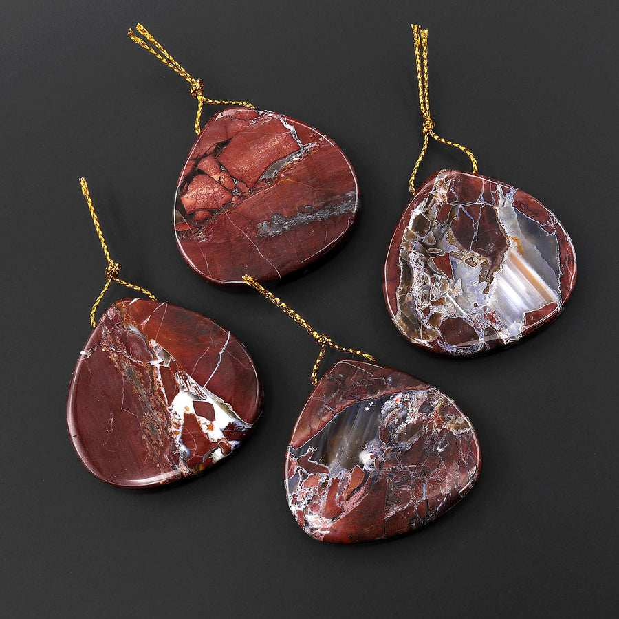 Natural Butterfly Jasper from Mexico Side Drilled Wide Teardrop Pear Drop Pendant