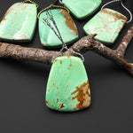 Natural Australian Green Variscite Trapezoid Pendant Top Side Drilled Gemstone