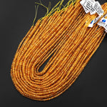 AAA Natural Golden Yellow Tourmaline Faceted 4mm Rondelle Beads Micro Diamond Cut Gemstone 15.5" Strand
