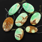 Natural Australian Green Variscite Oval Pendant Top Side Drilled Gemstone