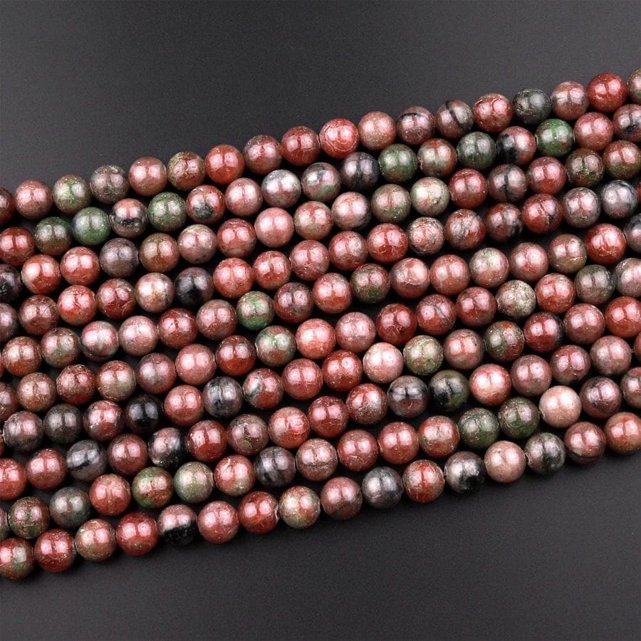 Natural Burgundy Red Forest Green Garnet 4mm 6mm 8mm 10mm Round Beads 15.5" Strand