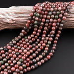 Natural Burgundy Red Forest Green Garnet 4mm 6mm 8mm 10mm Round Beads 15.5" Strand