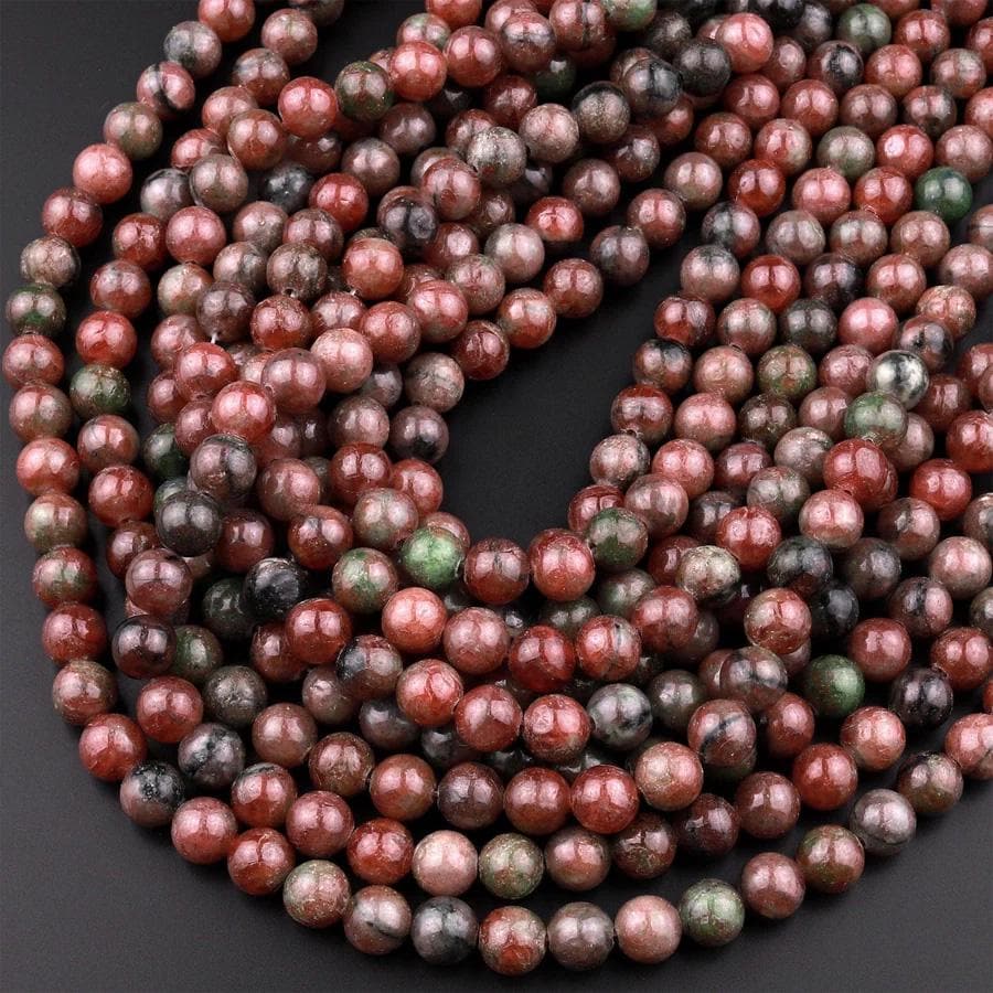 Natural Burgundy Red Forest Green Garnet 4mm 6mm 8mm 10mm Round Beads 15.5" Strand