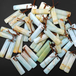 Drilled Natural Amazonite Earring Pair Matched Drilled Gemstone Rectangle Beads