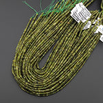 Rare AAA Faceted Natural Green Vesuvianite  Idocrase Rondelle 4mm Gemstone Beads 15.5" Strand
