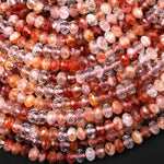 AAA Faceted Natural Red Hematoid Lepidocrocite Quartz 6x4mm Rondelle Beads 15.5" Strand