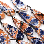 Natural Orange Sodalite Pendant Top Side Drilled Long Teardrop Bead Striking Vibrant Orange Blue Colors