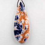Natural Orange Sodalite Pendant Top Side Drilled Long Teardrop Bead Striking Vibrant Orange Blue Colors