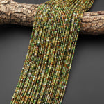 AAA Faceted Natural Green Yellow Petrol Tourmaline 2mm Cube Beads Gemstone 15.5" Strand