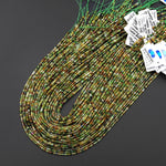 AAA Faceted Natural Green Yellow Petrol Tourmaline 2mm Cube Beads Gemstone 15.5" Strand