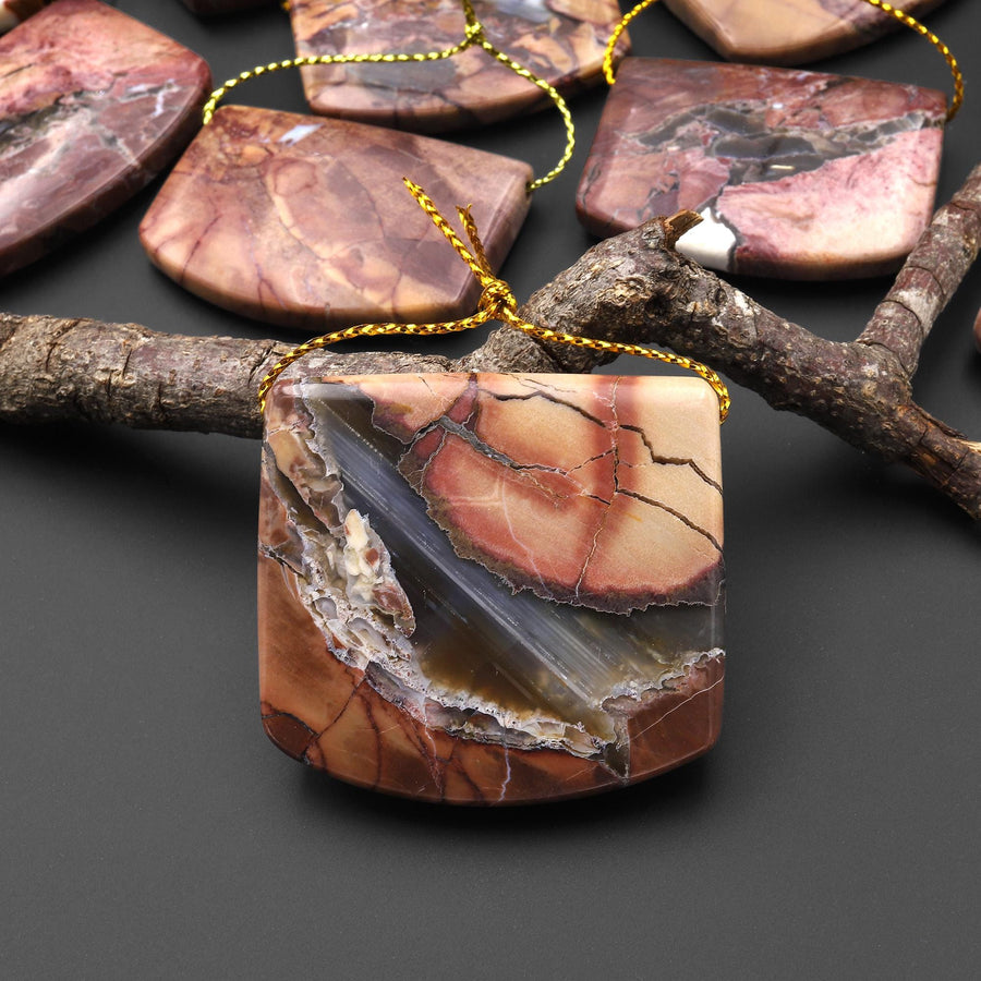Natural Butterfly Jasper from Mexico Side Drilled Saddle Locket Pendant