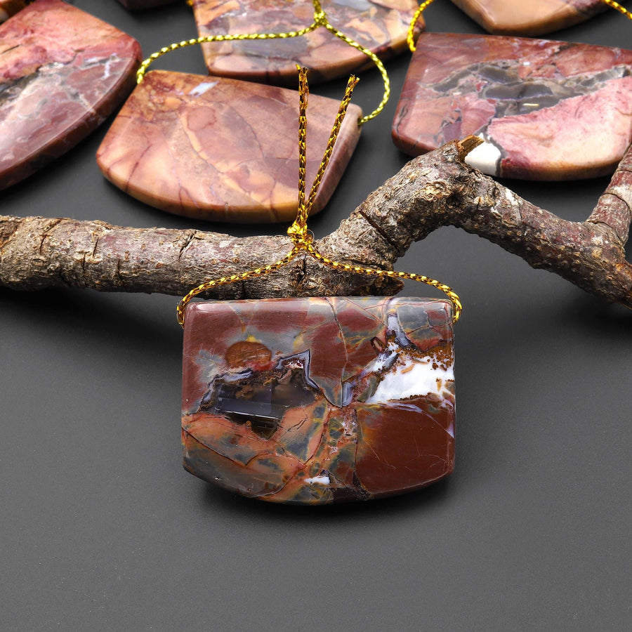 Natural Butterfly Jasper from Mexico Side Drilled Saddle Locket Pendant