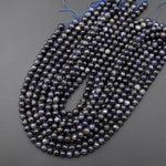 Natural Dark Blue Iolite 4mm 5mm 6mm 7mm 8mm 10mm 12mm Round Gemstone Beads 15.5" Strand