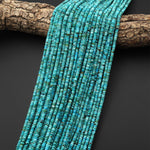AAA Genuine Natural Blue Turquoise 3mm 4mm Faceted Thin Rondelle Beads 15.5" Strand