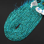 AAA Genuine Natural Blue Turquoise 3mm 4mm Faceted Thin Rondelle Beads 15.5" Strand