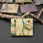 From the Old Arizona Copper Mine~ Natural Copper in Chrysocolla Flat Rectangle Slice 2 Two Hole Pendant