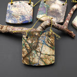 From the Old Arizona Copper Mine~ Natural Copper in Chrysocolla Curved Rectangle Square 2 Two Hole Pendant