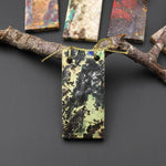 From the Old Arizona Copper Mine~ Natural Copper in Chrysocolla Thin Long 70mm Rectangle Slice 2 Two Hole Pendant