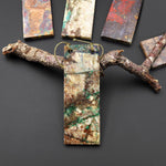 From the Old Arizona Copper Mine~ Natural Copper in Chrysocolla Thin Long 70mm Rectangle Slice 2 Two Hole Pendant