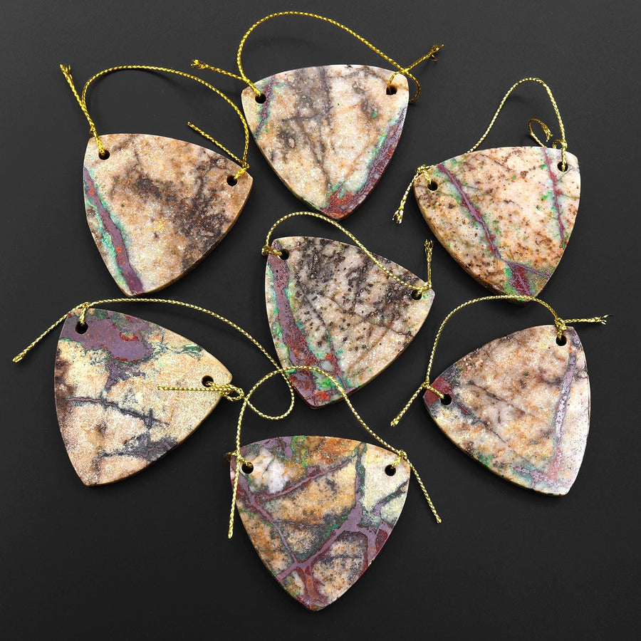 From the Old Arizona Copper Mine~ Natural Copper in Chrysocolla Triangle Slice 2 Two Hole Pendant