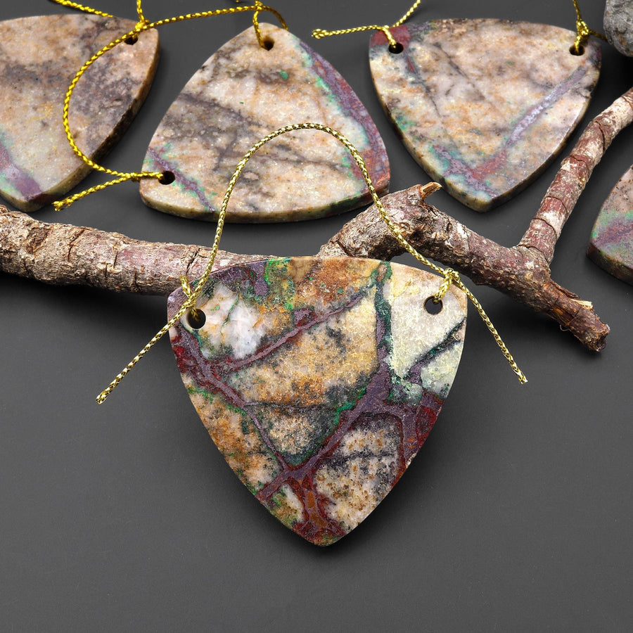 From the Old Arizona Copper Mine~ Natural Copper in Chrysocolla Triangle Slice 2 Two Hole Pendant