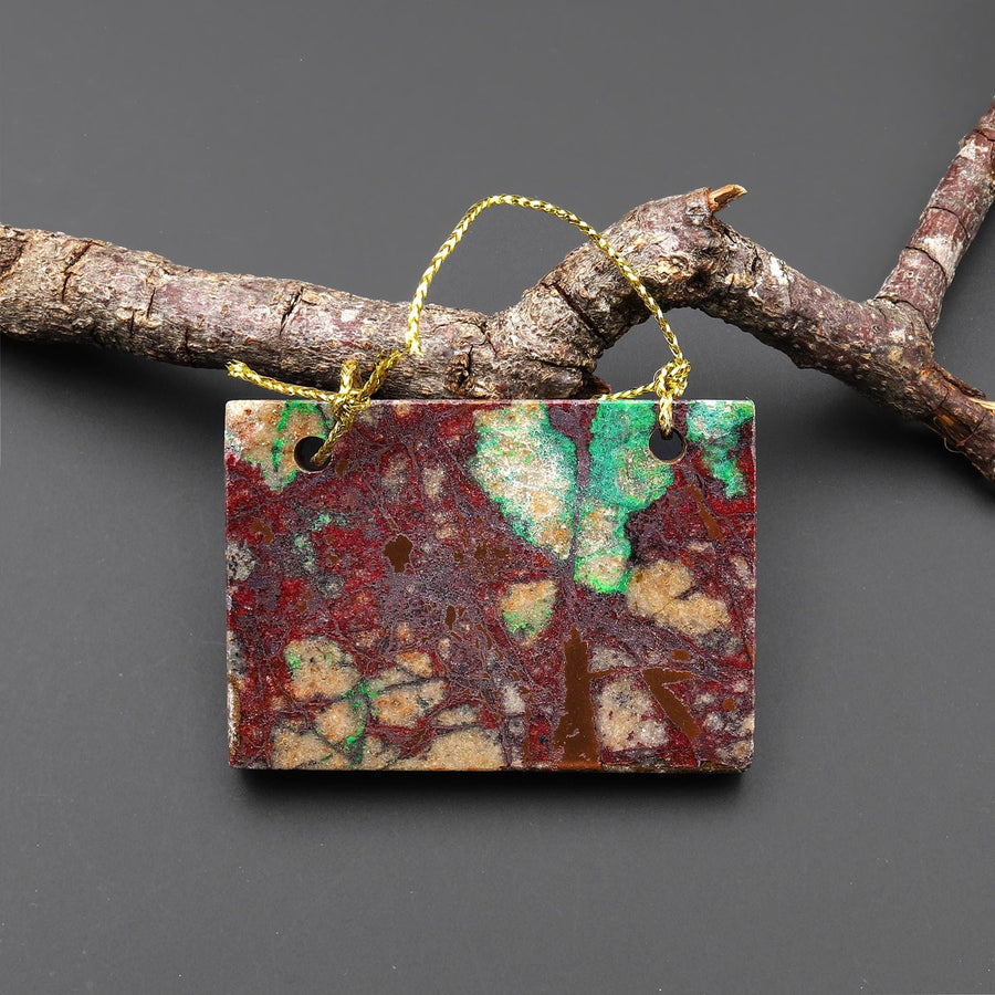 From the Old Arizona Copper Mine~ Natural Copper in Chrysocolla Flat Rectangle Slice 2 Two Hole Pendant A2