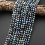 Natural Silvery Blue Green Rusty Red Kyanite 5mm 6mm Smooth Round Beads 15.5" Strand