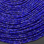 AAA+ Genuine Natural Blue Lapis Faceted 2mm Gemstone Cube Beads 15.5" Strand