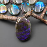 AAA Natural Purple Blue Labradorite Oval Pendant Drilled Gemstone