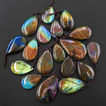 AAA Natural Rainbow Purple Blue Labradorite Teardrop Pendant Drilled Gemstone