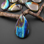 AAA Natural Rainbow Purple Blue Labradorite Teardrop Pendant Drilled Gemstone