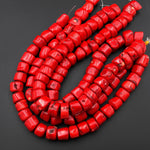 AAA Large Chunky Genuine Red Bamboo Coral Nugget Beads 15.5" Strand