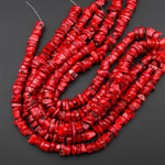 AAA Genuine Red Bamboo Coral Center Drilled Sliced Branch Nugget Beads 18" Strand