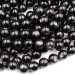 Genuine Natural Hypersthene 4mm 6mm 8mm 10mm Round Beads Flashy Chatoyant Gemstone 15.5" Strand
