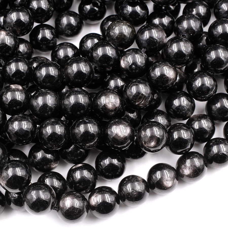 Genuine Natural Hypersthene 4mm 6mm 8mm 10mm Round Beads Flashy Chatoyant Gemstone 15.5" Strand