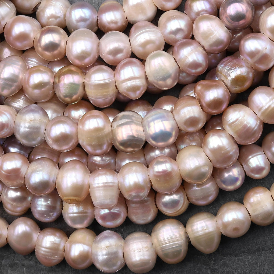 Large Hole Pearls Beads Natural Mauve Pink Genuine Freshwater Potato Pearl Big 2.5mm Drill Hole 8" Strand