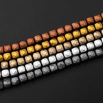 Matte Faceted Hematite Cube Beads 3mm 4mm Titanium Silver Gold Bronze Champagne Gunmetal Black Colors 15.5" Strand