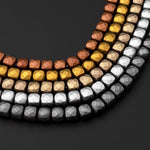 Matte Faceted Hematite Cube Beads 3mm 4mm Titanium Silver Gold Bronze Champagne Gunmetal Black Colors 15.5" Strand