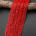 Genuine Red Bamboo Coral Drum Barrel Beads 5x7mm 15.5" Strand