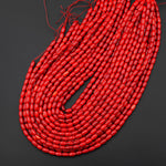 Genuine Red Bamboo Coral Drum Barrel Beads 5x7mm 15.5" Strand