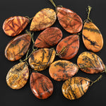 Natural Utah Black Feather Jasper Pendant Side Drilled Teardrop Pendant