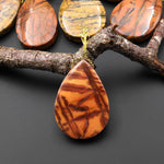 Natural Utah Black Feather Jasper Pendant Side Drilled Teardrop Pendant
