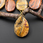 Natural Utah Black Feather Jasper Pendant Side Drilled Teardrop Pendant