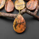 Natural Utah Black Feather Jasper Pendant Side Drilled Teardrop Pendant