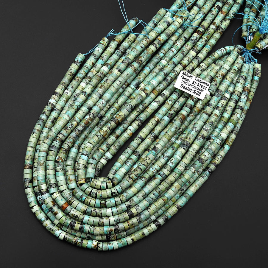 AAA Natural Blue Green African Turquoise Heishi Beads 4mm 6mm Gemstone 15.5" Strand