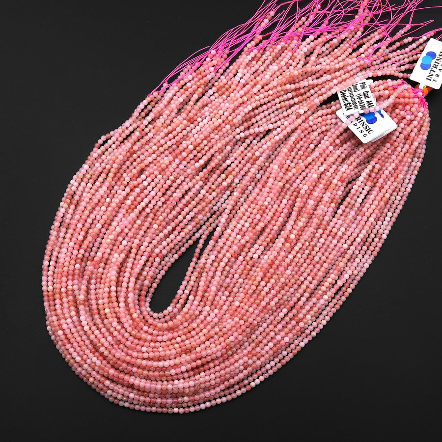 AAA Natural Peruvian Pink Opal 2mm Smooth Round Beads 15.5" Strand