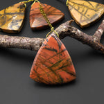 Natural Utah Black Feather Jasper Pendant Side Drilled Triangle Pendant