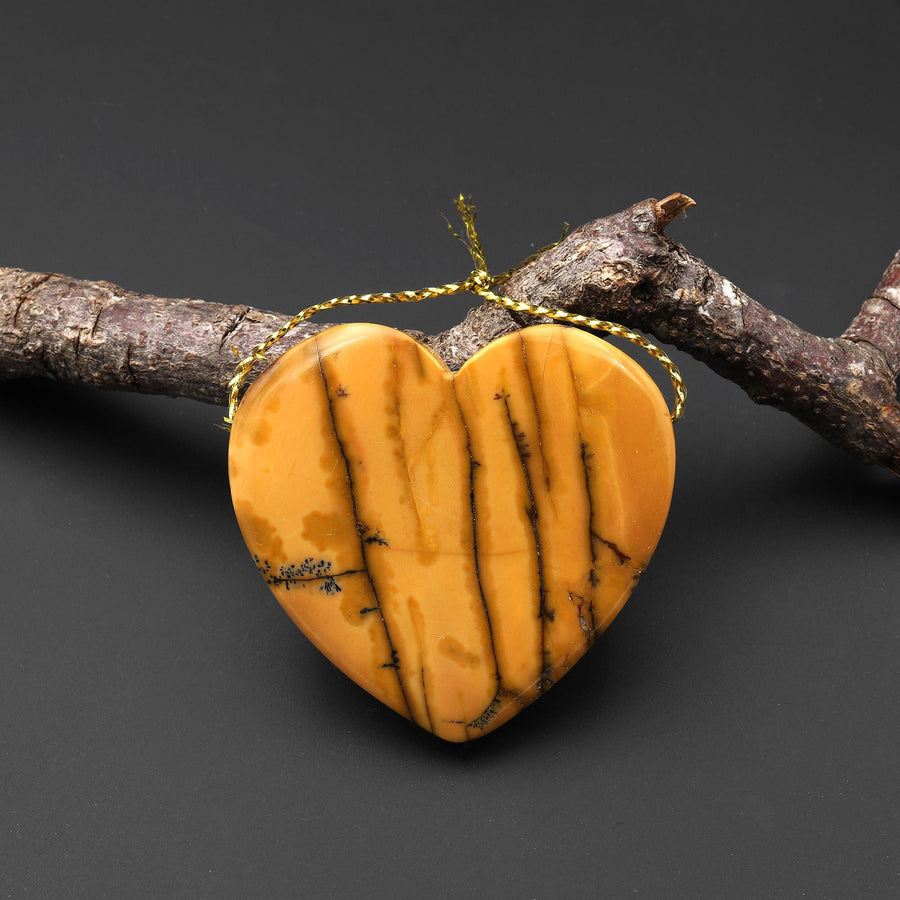 Natural Utah Black Feather Jasper Pendant Side Drilled Heart Pendant A2