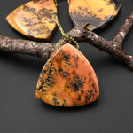 Natural Utah Black Feather Jasper Pendant Side Drilled 2" Curved Triangle Pendant