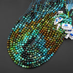 Genuine Natural Turquoise 6mm Smooth Round Beads Multicolor Blue Green Golden Brown Gradient Ombre 15.5" Strand